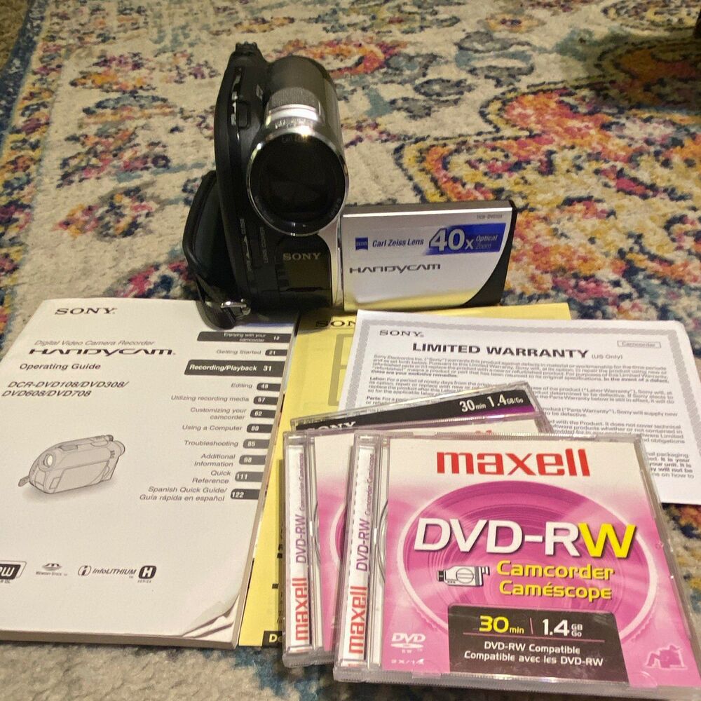 Sony Handycam DCR-DVD108 DVD-RW Handheld Camcorder NO BATTERY UNTESTED